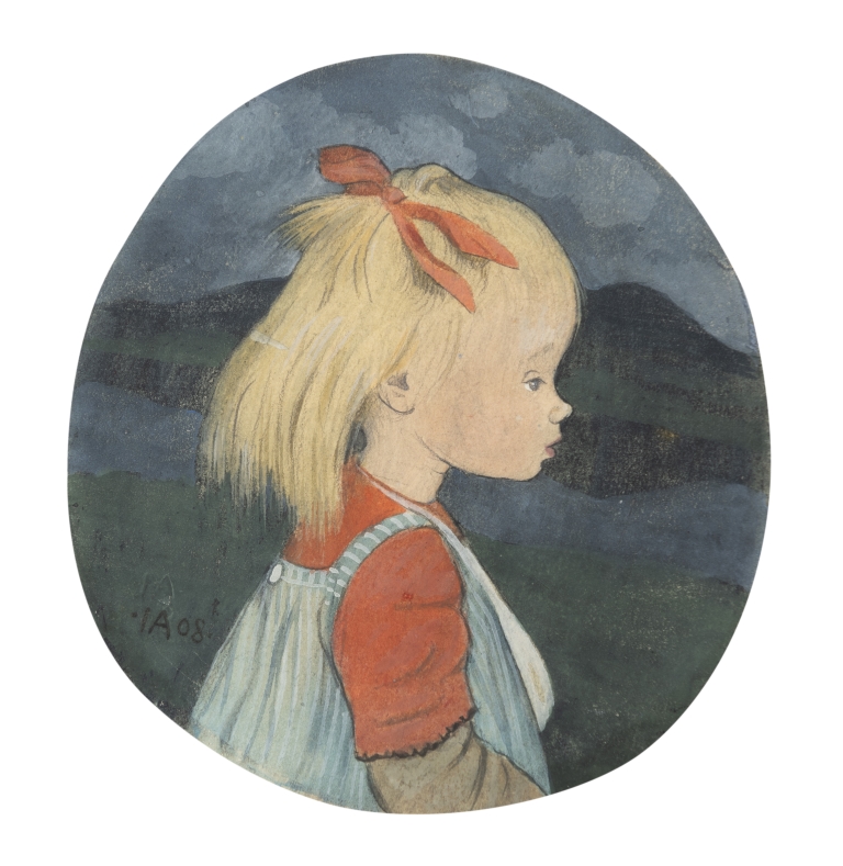 Ivar Arosenius — Eva with red hairband